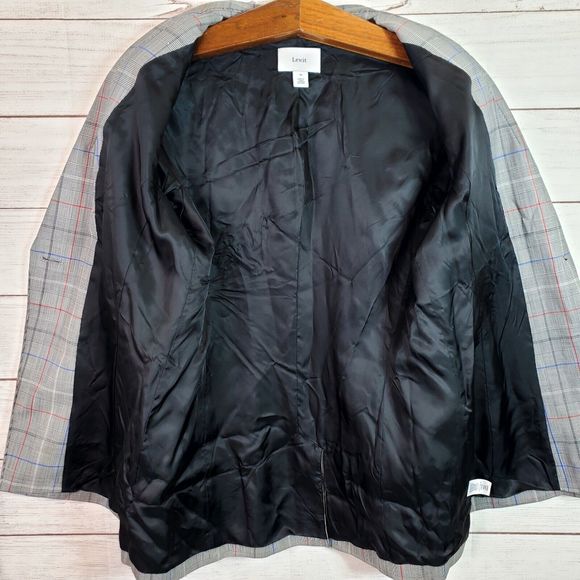 Lewit Women's Plaid Wool 1-Button Blazer Size 12 - Picture 7 of 12